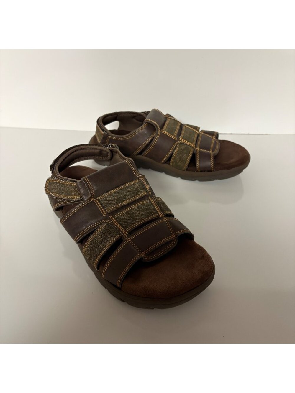 Skechers Relaxed Fit Mens Sandals Size 12 Brown Memory Foam Adjustable Straps